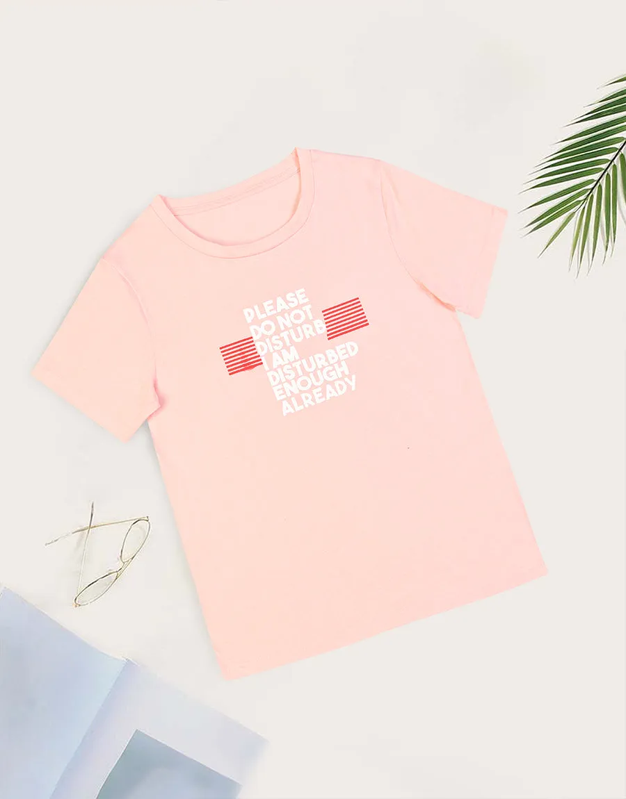 Women's Pink Loungewear Printed T-Shirt-Pink