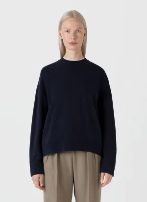 Women's Relaxed Loopback Sweatshirt in Navy