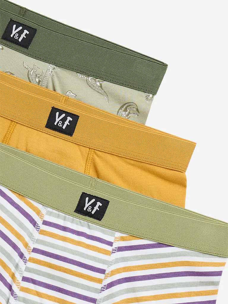 Y&F Kids Light Green Cotton Briefs - Pack of 3