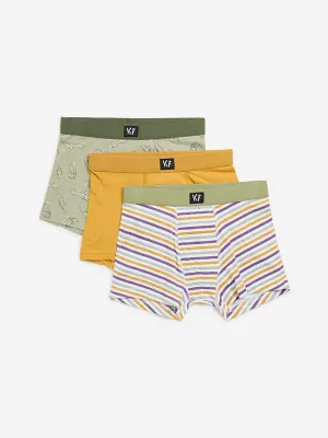 Y&F Kids Light Green Cotton Briefs - Pack of 3