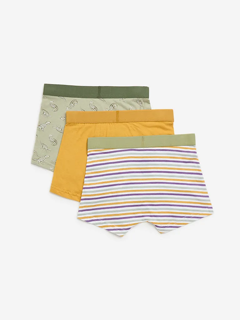 Y&F Kids Light Green Cotton Briefs - Pack of 3