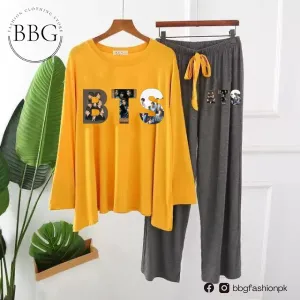 Yellow BTS Printed Loungewear